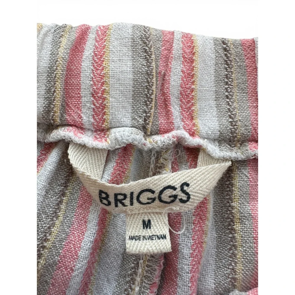 Briggs‎ Striped Linen Blend Shorts Women Medium Pink White Excellent Coastal